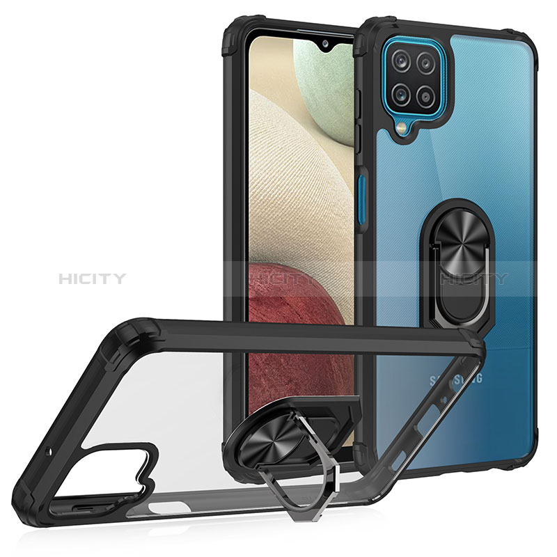 Funda Bumper Silicona y Plastico Mate Carcasa con Magnetico Anillo de dedo Soporte MQ2 para Samsung Galaxy A12 Nacho