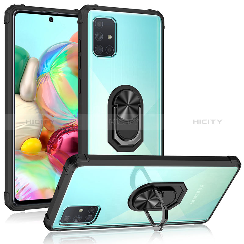 Funda Bumper Silicona y Plastico Mate Carcasa con Magnetico Anillo de dedo Soporte MQ2 para Samsung Galaxy A51 4G