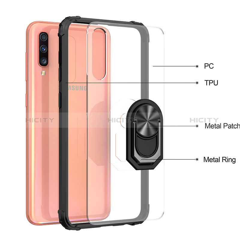 Funda Bumper Silicona y Plastico Mate Carcasa con Magnetico Anillo de dedo Soporte MQ2 para Samsung Galaxy A70