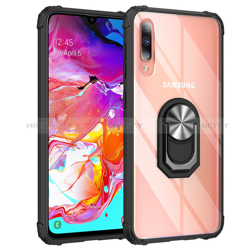 Funda Bumper Silicona y Plastico Mate Carcasa con Magnetico Anillo de dedo Soporte MQ2 para Samsung Galaxy A70