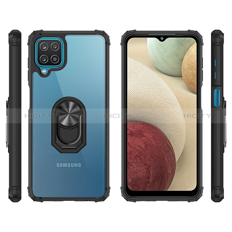 Funda Bumper Silicona y Plastico Mate Carcasa con Magnetico Anillo de dedo Soporte MQ2 para Samsung Galaxy F12