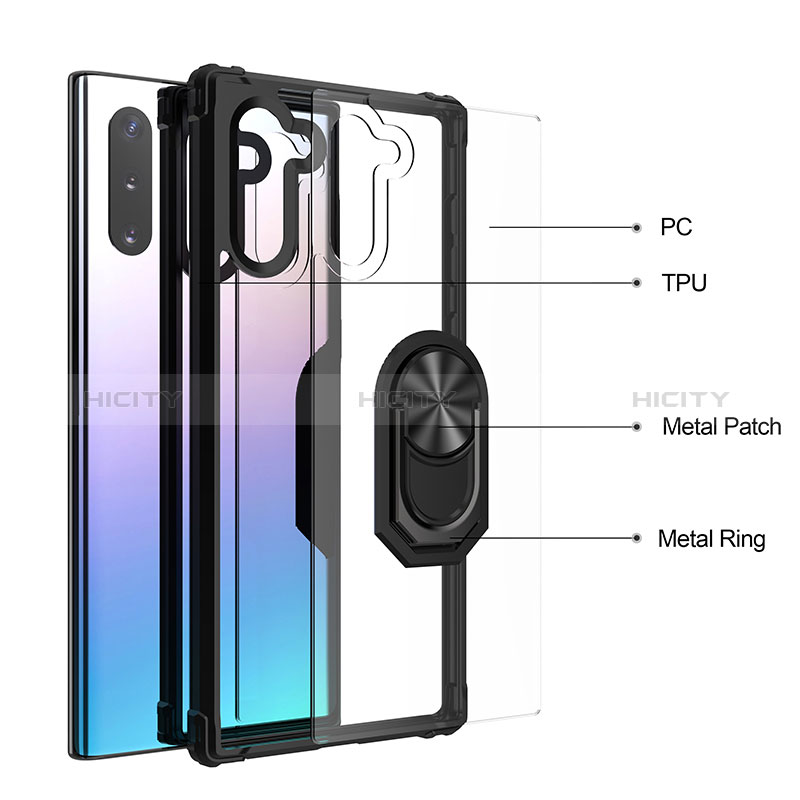 Funda Bumper Silicona y Plastico Mate Carcasa con Magnetico Anillo de dedo Soporte MQ2 para Samsung Galaxy Note 10 5G