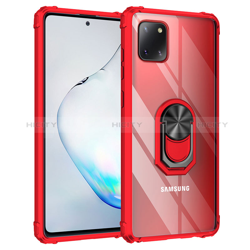 Funda Bumper Silicona y Plastico Mate Carcasa con Magnetico Anillo de dedo Soporte MQ2 para Samsung Galaxy Note 10 Lite