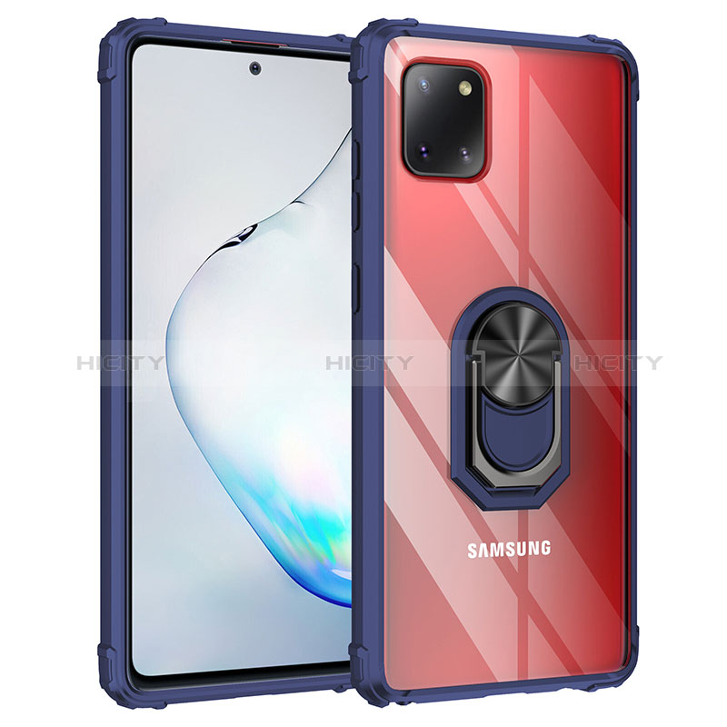 Funda Bumper Silicona y Plastico Mate Carcasa con Magnetico Anillo de dedo Soporte MQ2 para Samsung Galaxy Note 10 Lite