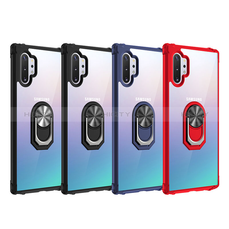 Funda Bumper Silicona y Plastico Mate Carcasa con Magnetico Anillo de dedo Soporte MQ2 para Samsung Galaxy Note 10 Plus 5G