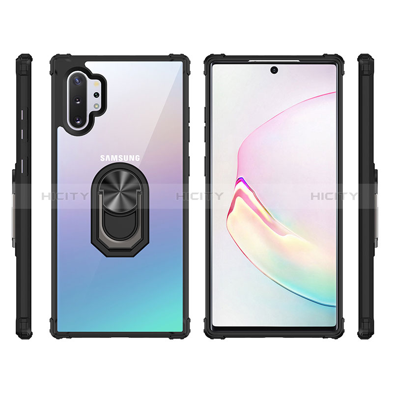 Funda Bumper Silicona y Plastico Mate Carcasa con Magnetico Anillo de dedo Soporte MQ2 para Samsung Galaxy Note 10 Plus 5G