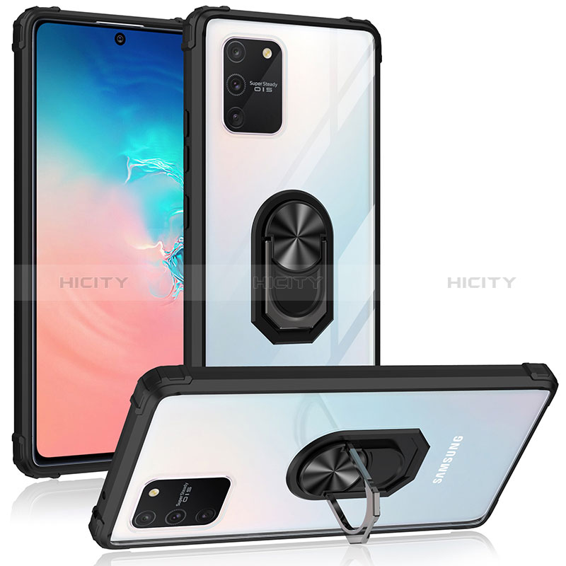 Funda Bumper Silicona y Plastico Mate Carcasa con Magnetico Anillo de dedo Soporte MQ2 para Samsung Galaxy S10 Lite