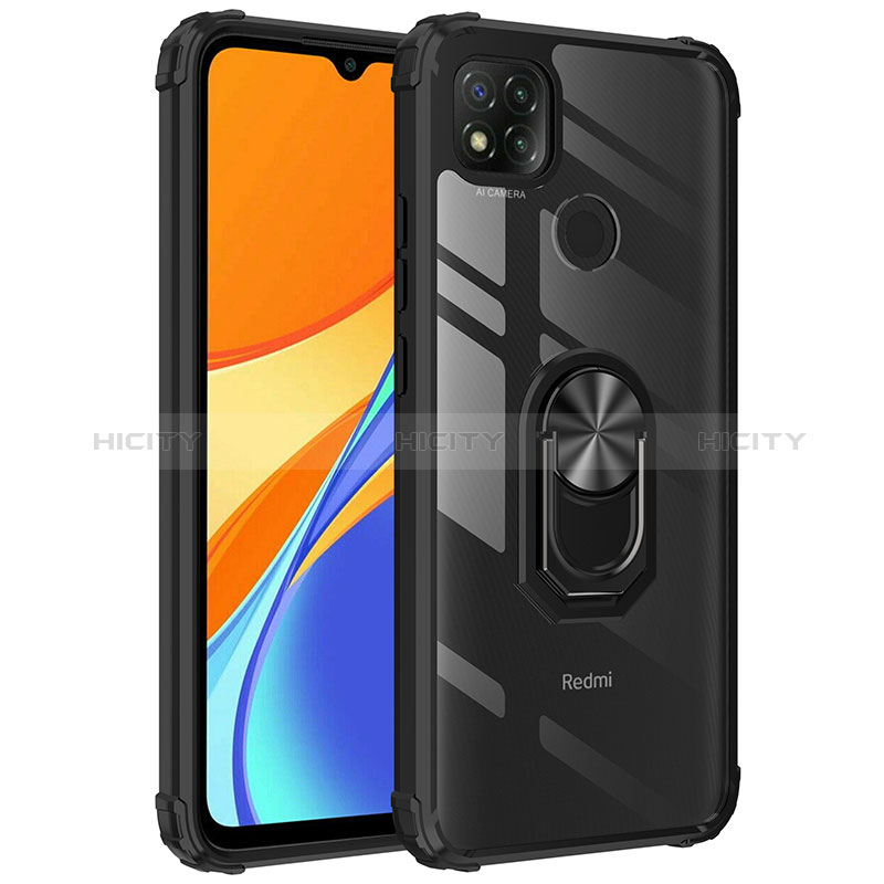 Funda Bumper Silicona y Plastico Mate Carcasa con Magnetico Anillo de dedo Soporte MQ2 para Xiaomi Redmi 9 India