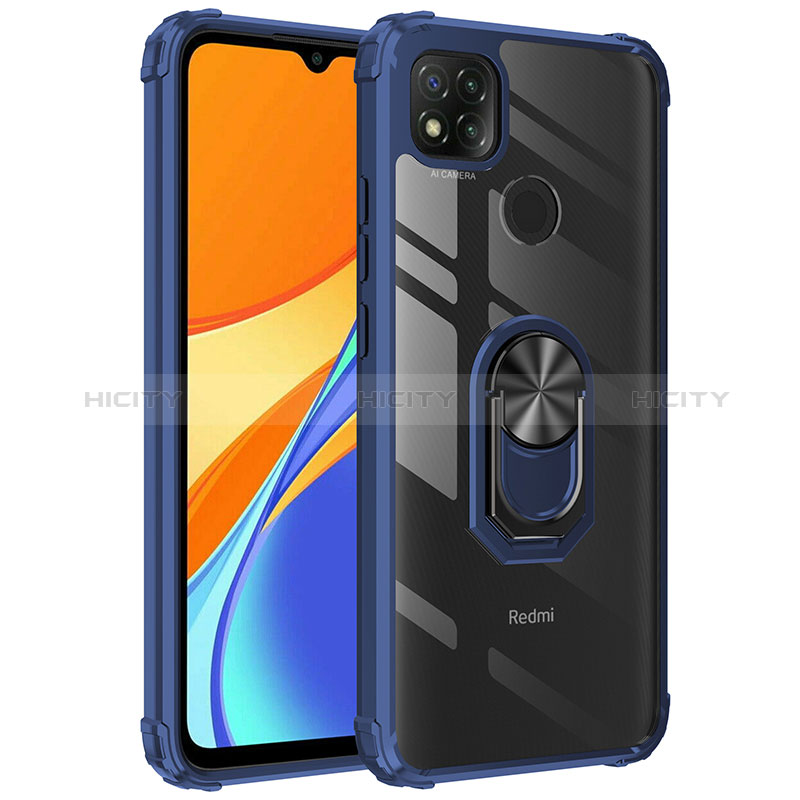 Funda Bumper Silicona y Plastico Mate Carcasa con Magnetico Anillo de dedo Soporte MQ2 para Xiaomi Redmi 9 India