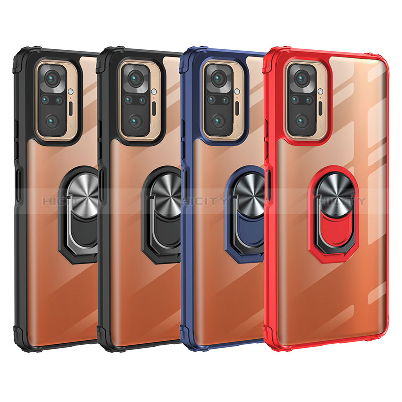 Funda Bumper Silicona y Plastico Mate Carcasa con Magnetico Anillo de dedo Soporte MQ2 para Xiaomi Redmi Note 10 Pro Max