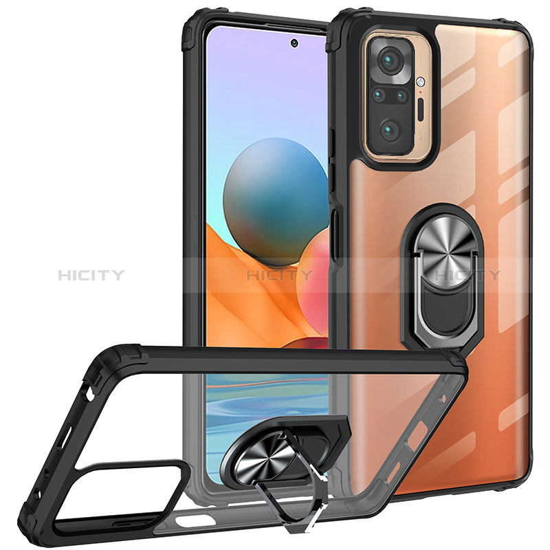 Funda Bumper Silicona y Plastico Mate Carcasa con Magnetico Anillo de dedo Soporte MQ2 para Xiaomi Redmi Note 10 Pro Max