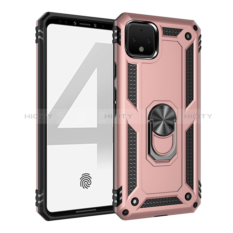 Funda Bumper Silicona y Plastico Mate Carcasa con Magnetico Anillo de dedo Soporte MQ3 para Google Pixel 4