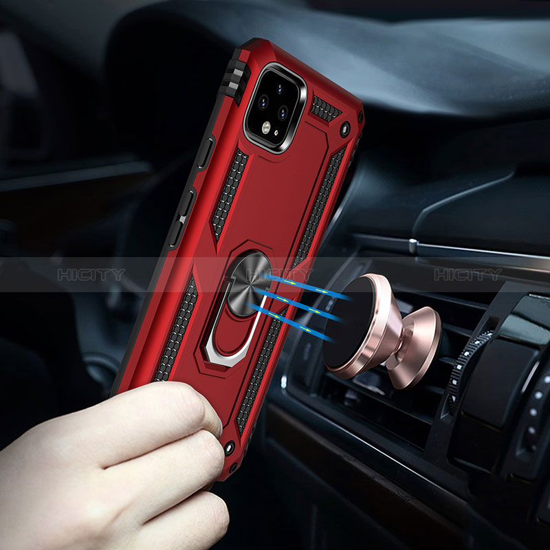 Funda Bumper Silicona y Plastico Mate Carcasa con Magnetico Anillo de dedo Soporte MQ3 para Google Pixel 4 XL