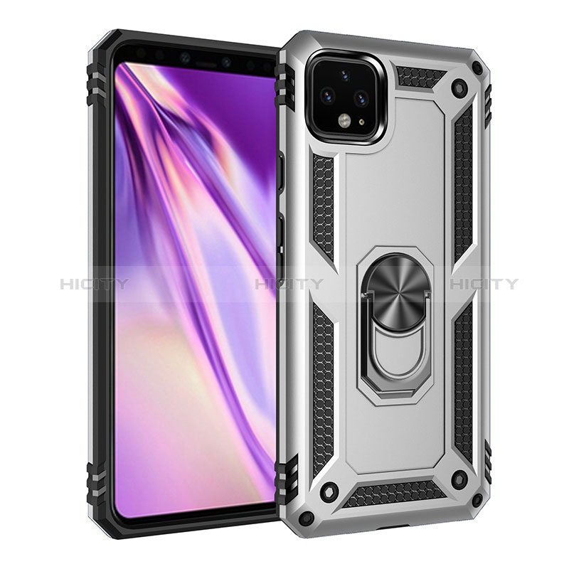 Funda Bumper Silicona y Plastico Mate Carcasa con Magnetico Anillo de dedo Soporte MQ3 para Google Pixel 4 XL