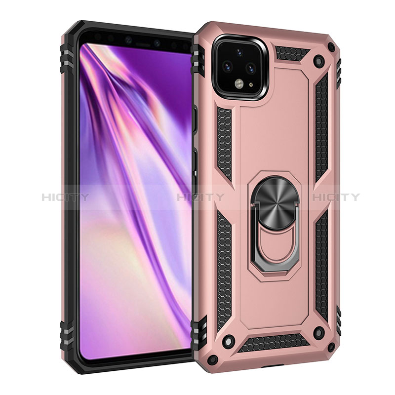 Funda Bumper Silicona y Plastico Mate Carcasa con Magnetico Anillo de dedo Soporte MQ3 para Google Pixel 4 XL