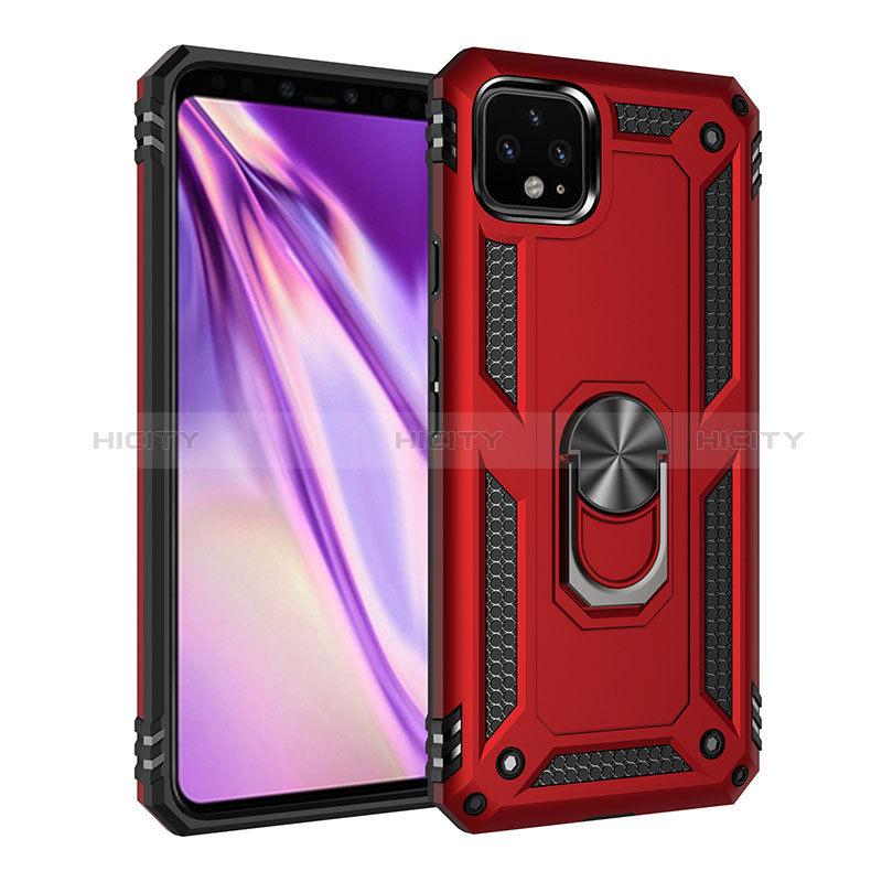 Funda Bumper Silicona y Plastico Mate Carcasa con Magnetico Anillo de dedo Soporte MQ3 para Google Pixel 4 XL