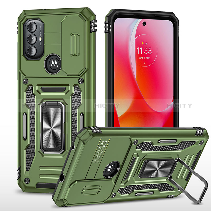 Funda Bumper Silicona y Plastico Mate Carcasa con Magnetico Anillo de dedo Soporte MQ3 para Motorola Moto G Power (2022)