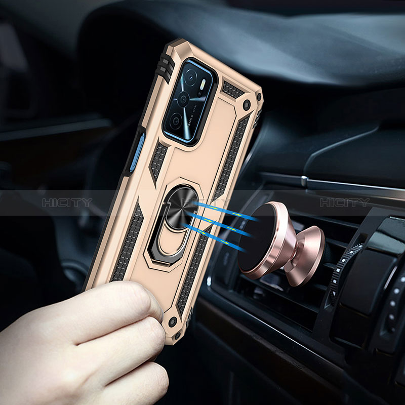 Funda Bumper Silicona y Plastico Mate Carcasa con Magnetico Anillo de dedo Soporte MQ3 para Oppo A54s