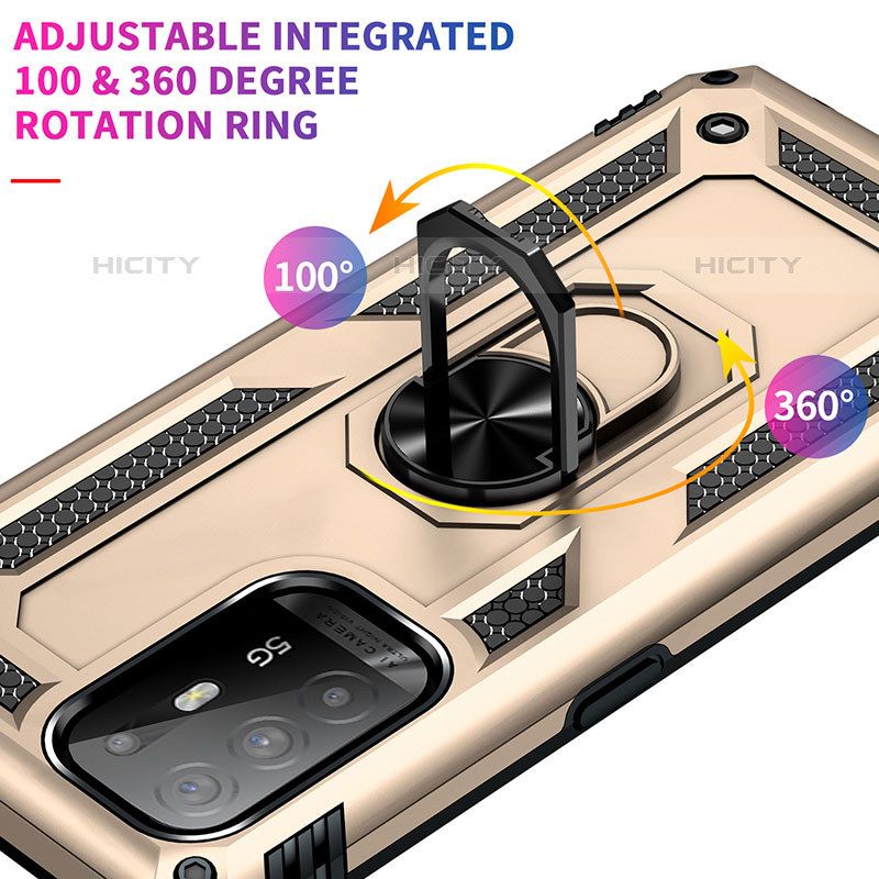 Funda Bumper Silicona y Plastico Mate Carcasa con Magnetico Anillo de dedo Soporte MQ3 para Oppo A94 5G