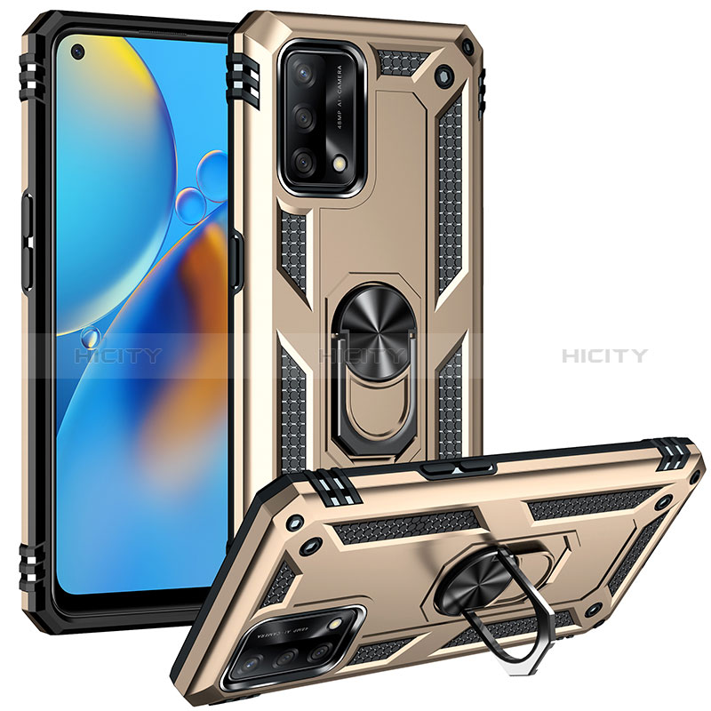 Funda Bumper Silicona y Plastico Mate Carcasa con Magnetico Anillo de dedo Soporte MQ3 para Oppo A95 4G