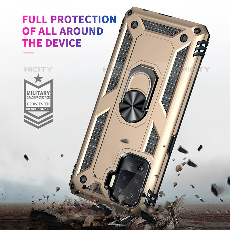 Funda Bumper Silicona y Plastico Mate Carcasa con Magnetico Anillo de dedo Soporte MQ3 para Oppo F19 Pro