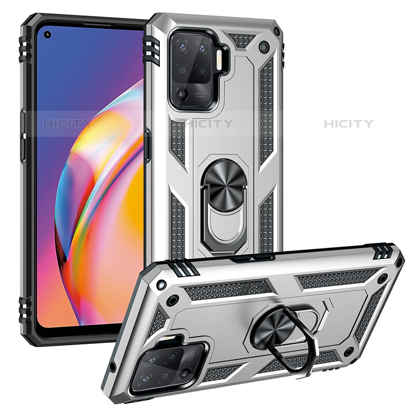 Funda Bumper Silicona y Plastico Mate Carcasa con Magnetico Anillo de dedo Soporte MQ3 para Oppo F19 Pro