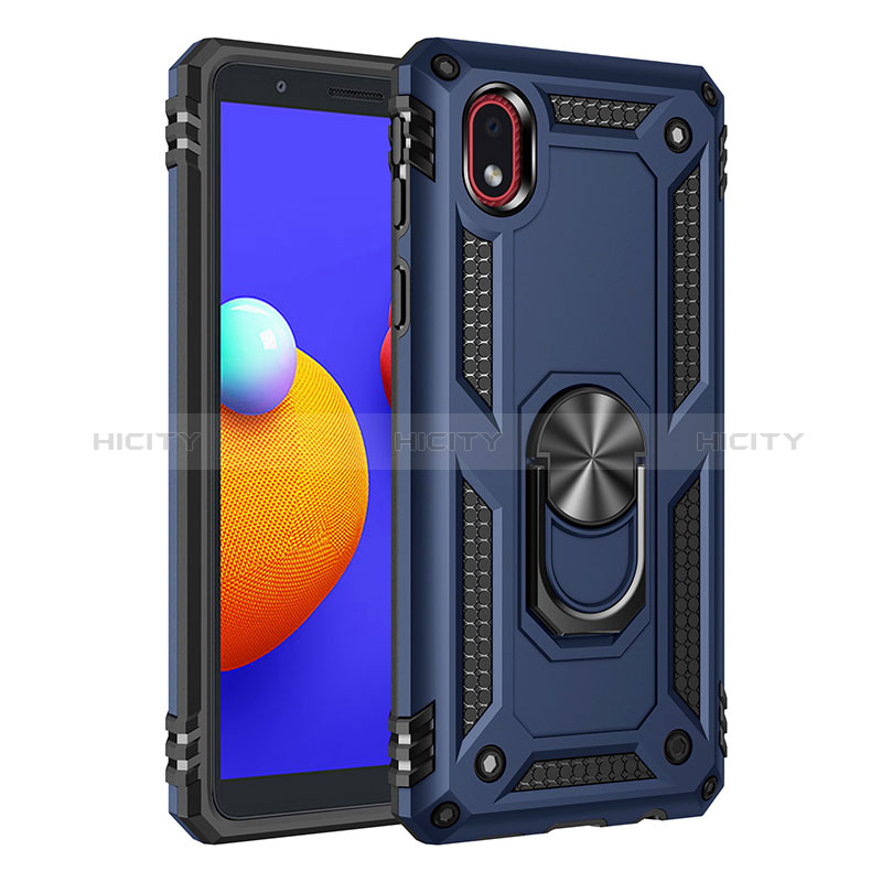 Funda Bumper Silicona y Plastico Mate Carcasa con Magnetico Anillo de dedo Soporte MQ3 para Samsung Galaxy A01 Core