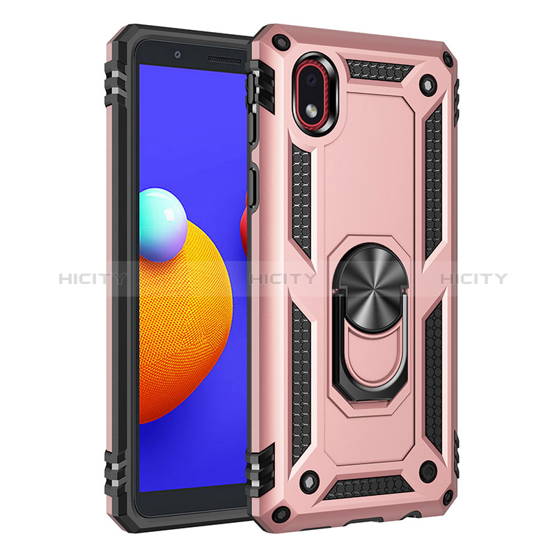 Funda Bumper Silicona y Plastico Mate Carcasa con Magnetico Anillo de dedo Soporte MQ3 para Samsung Galaxy A01 Core