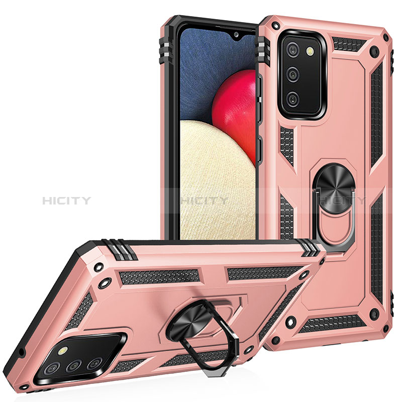 Funda Bumper Silicona y Plastico Mate Carcasa con Magnetico Anillo de dedo Soporte MQ3 para Samsung Galaxy A02s