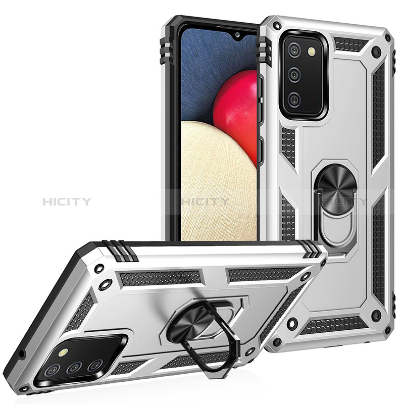 Funda Bumper Silicona y Plastico Mate Carcasa con Magnetico Anillo de dedo Soporte MQ3 para Samsung Galaxy A02s