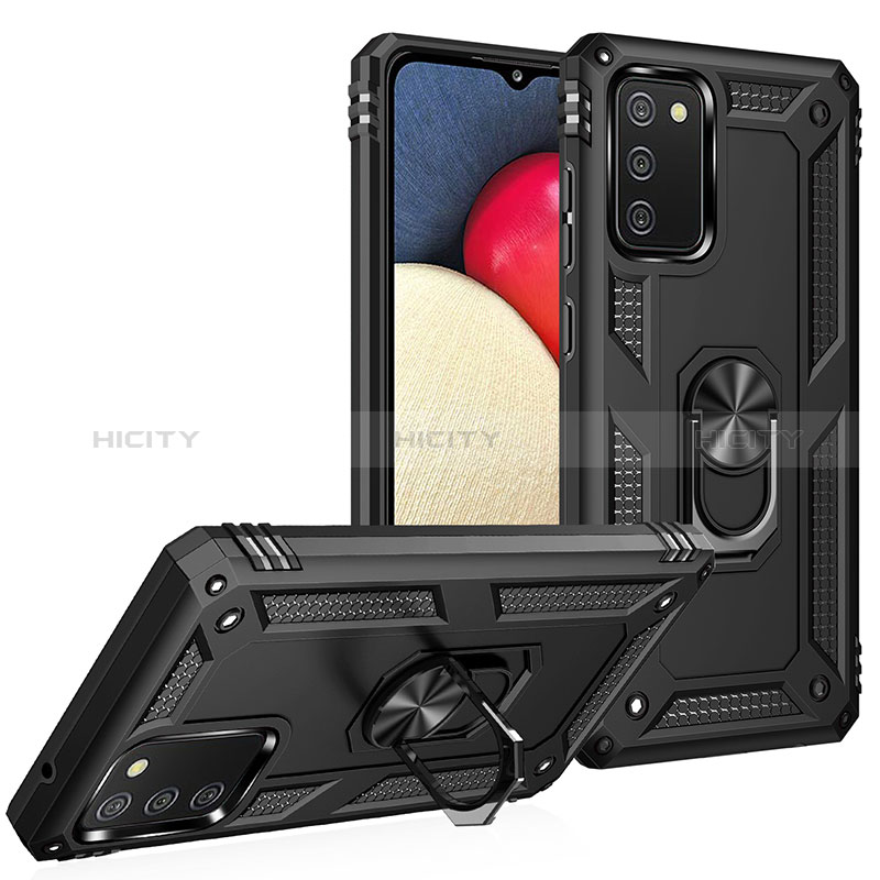 Funda Bumper Silicona y Plastico Mate Carcasa con Magnetico Anillo de dedo Soporte MQ3 para Samsung Galaxy A02s