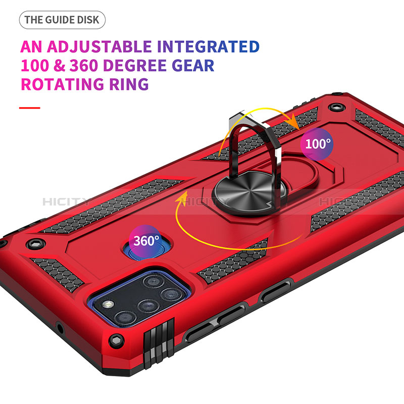 Funda Bumper Silicona y Plastico Mate Carcasa con Magnetico Anillo de dedo Soporte MQ3 para Samsung Galaxy A21s