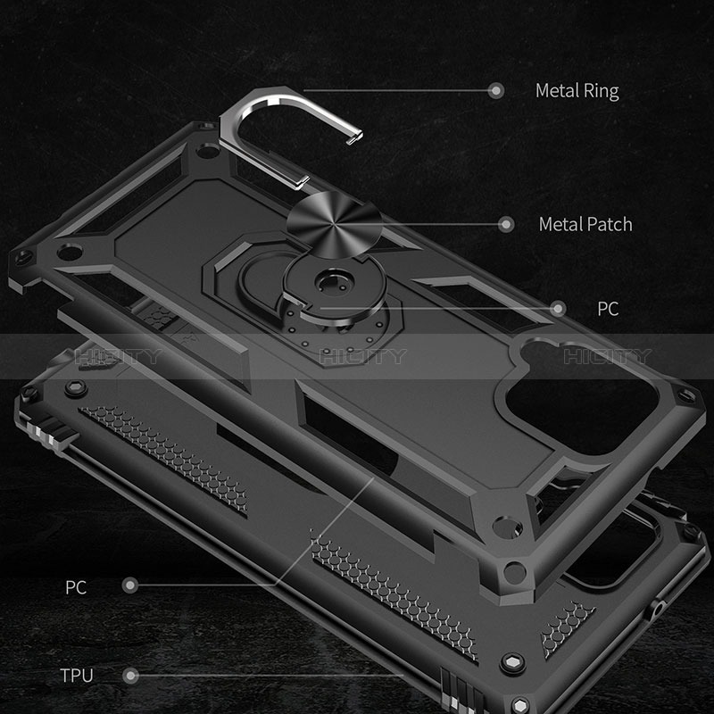 Funda Bumper Silicona y Plastico Mate Carcasa con Magnetico Anillo de dedo Soporte MQ3 para Samsung Galaxy A42 5G