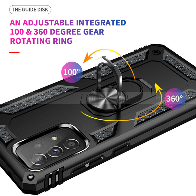 Funda Bumper Silicona y Plastico Mate Carcasa con Magnetico Anillo de dedo Soporte MQ3 para Samsung Galaxy A52s 5G