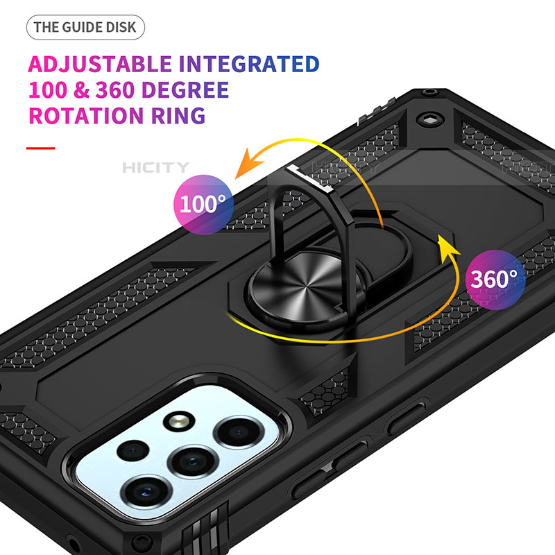 Funda Bumper Silicona y Plastico Mate Carcasa con Magnetico Anillo de dedo Soporte MQ3 para Samsung Galaxy A53 5G