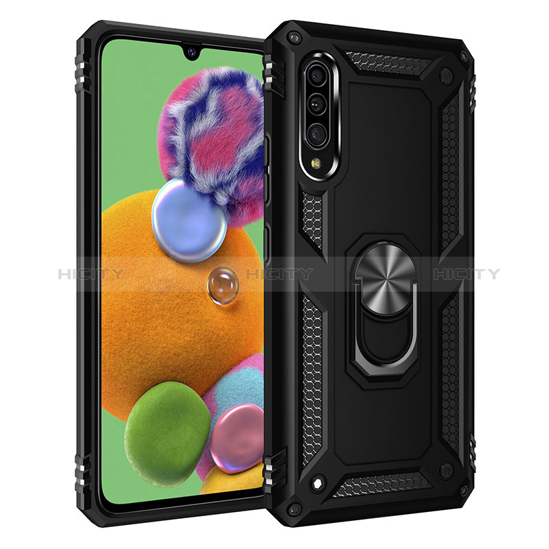 Funda Bumper Silicona y Plastico Mate Carcasa con Magnetico Anillo de dedo Soporte MQ3 para Samsung Galaxy A90 5G