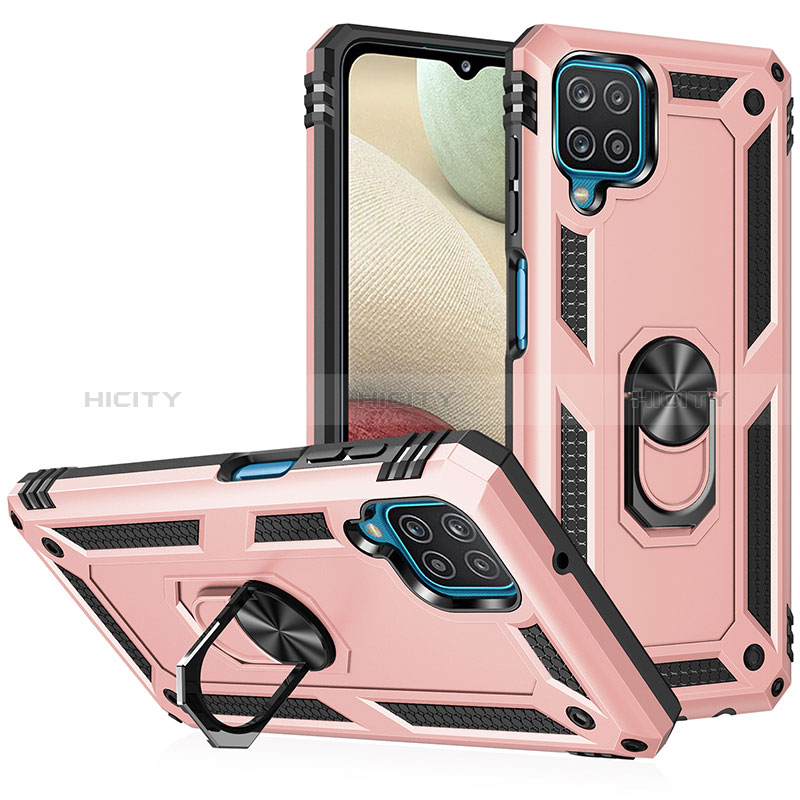 Funda Bumper Silicona y Plastico Mate Carcasa con Magnetico Anillo de dedo Soporte MQ3 para Samsung Galaxy F12