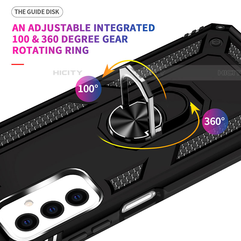 Funda Bumper Silicona y Plastico Mate Carcasa con Magnetico Anillo de dedo Soporte MQ3 para Samsung Galaxy F23 5G