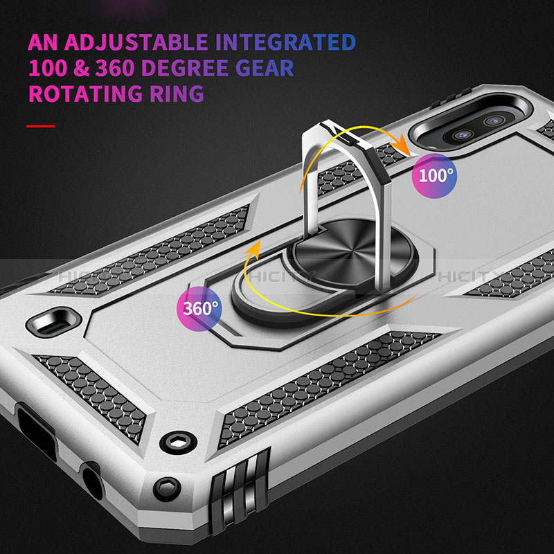 Funda Bumper Silicona y Plastico Mate Carcasa con Magnetico Anillo de dedo Soporte MQ3 para Samsung Galaxy M10