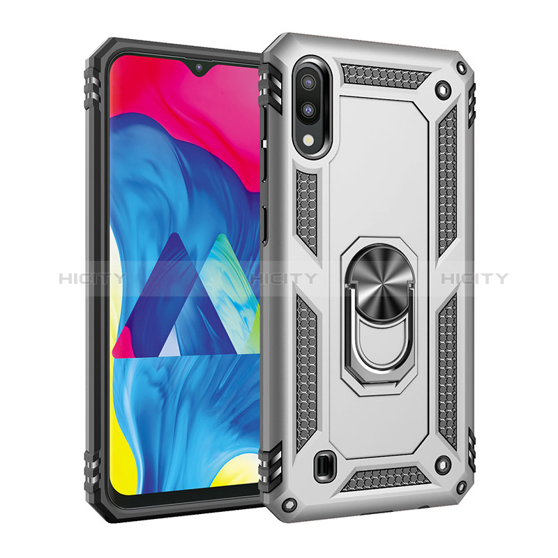 Funda Bumper Silicona y Plastico Mate Carcasa con Magnetico Anillo de dedo Soporte MQ3 para Samsung Galaxy M10