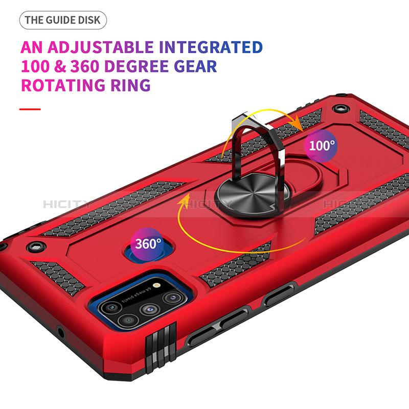 Funda Bumper Silicona y Plastico Mate Carcasa con Magnetico Anillo de dedo Soporte MQ3 para Samsung Galaxy M21s