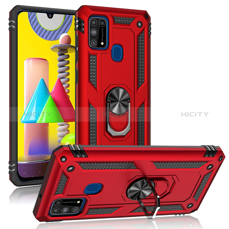 Funda Bumper Silicona y Plastico Mate Carcasa con Magnetico Anillo de dedo Soporte MQ3 para Samsung Galaxy M31 Prime Edition