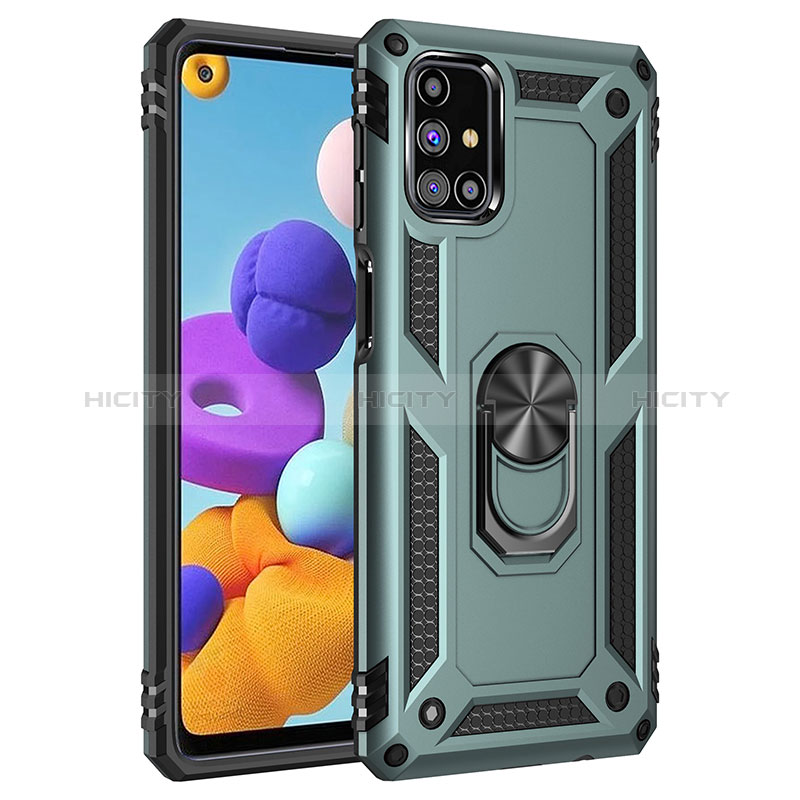 Funda Bumper Silicona y Plastico Mate Carcasa con Magnetico Anillo de dedo Soporte MQ3 para Samsung Galaxy M31s