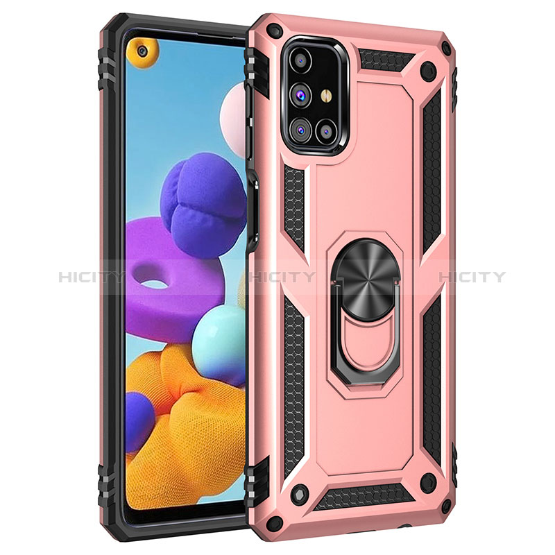 Funda Bumper Silicona y Plastico Mate Carcasa con Magnetico Anillo de dedo Soporte MQ3 para Samsung Galaxy M31s