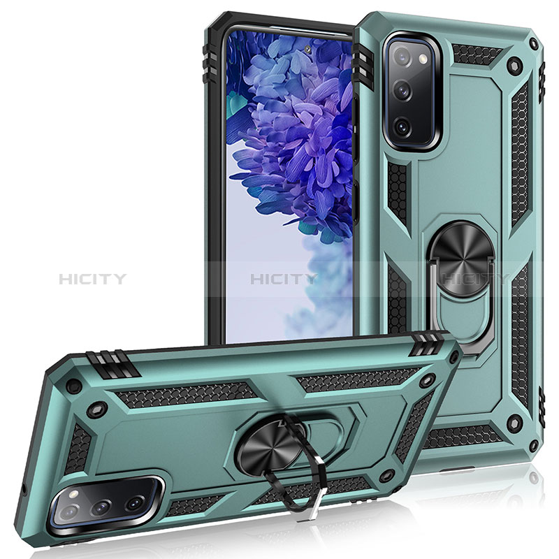 Funda Bumper Silicona y Plastico Mate Carcasa con Magnetico Anillo de dedo Soporte MQ3 para Samsung Galaxy S20 Lite 5G Verde