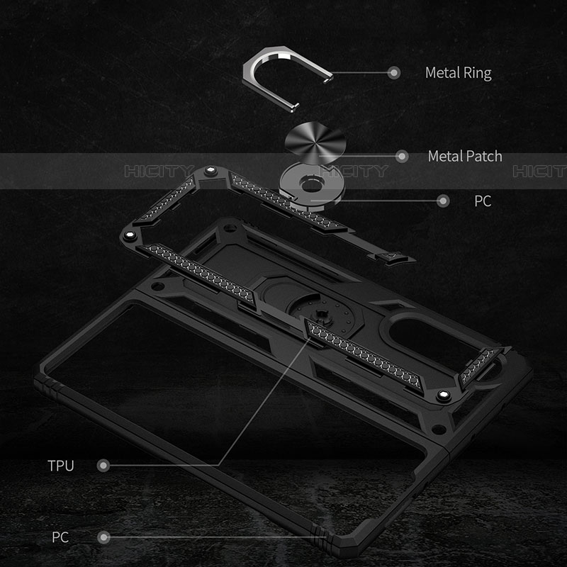 Funda Bumper Silicona y Plastico Mate Carcasa con Magnetico Anillo de dedo Soporte MQ3 para Samsung Galaxy Z Fold4 5G