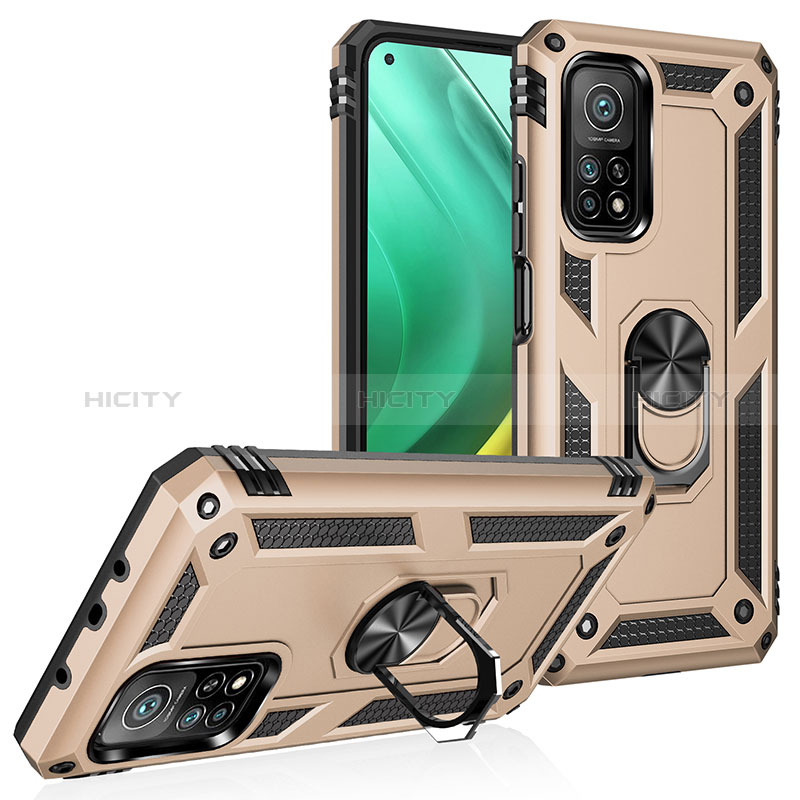 Funda Bumper Silicona y Plastico Mate Carcasa con Magnetico Anillo de dedo Soporte MQ3 para Xiaomi Mi 10T 5G