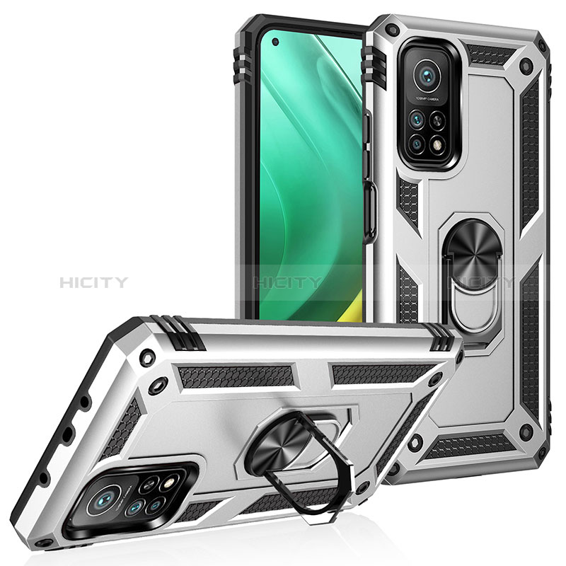 Funda Bumper Silicona y Plastico Mate Carcasa con Magnetico Anillo de dedo Soporte MQ3 para Xiaomi Mi 10T Pro 5G