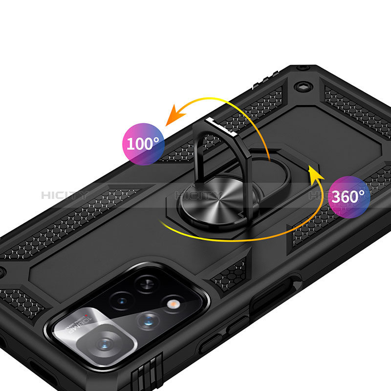 Funda Bumper Silicona y Plastico Mate Carcasa con Magnetico Anillo de dedo Soporte MQ3 para Xiaomi Mi 11i 5G (2022)