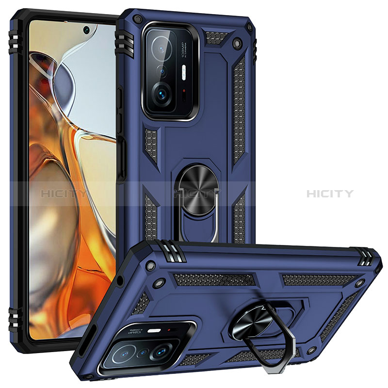 Funda Bumper Silicona y Plastico Mate Carcasa con Magnetico Anillo de dedo Soporte MQ3 para Xiaomi Mi 11T Pro 5G